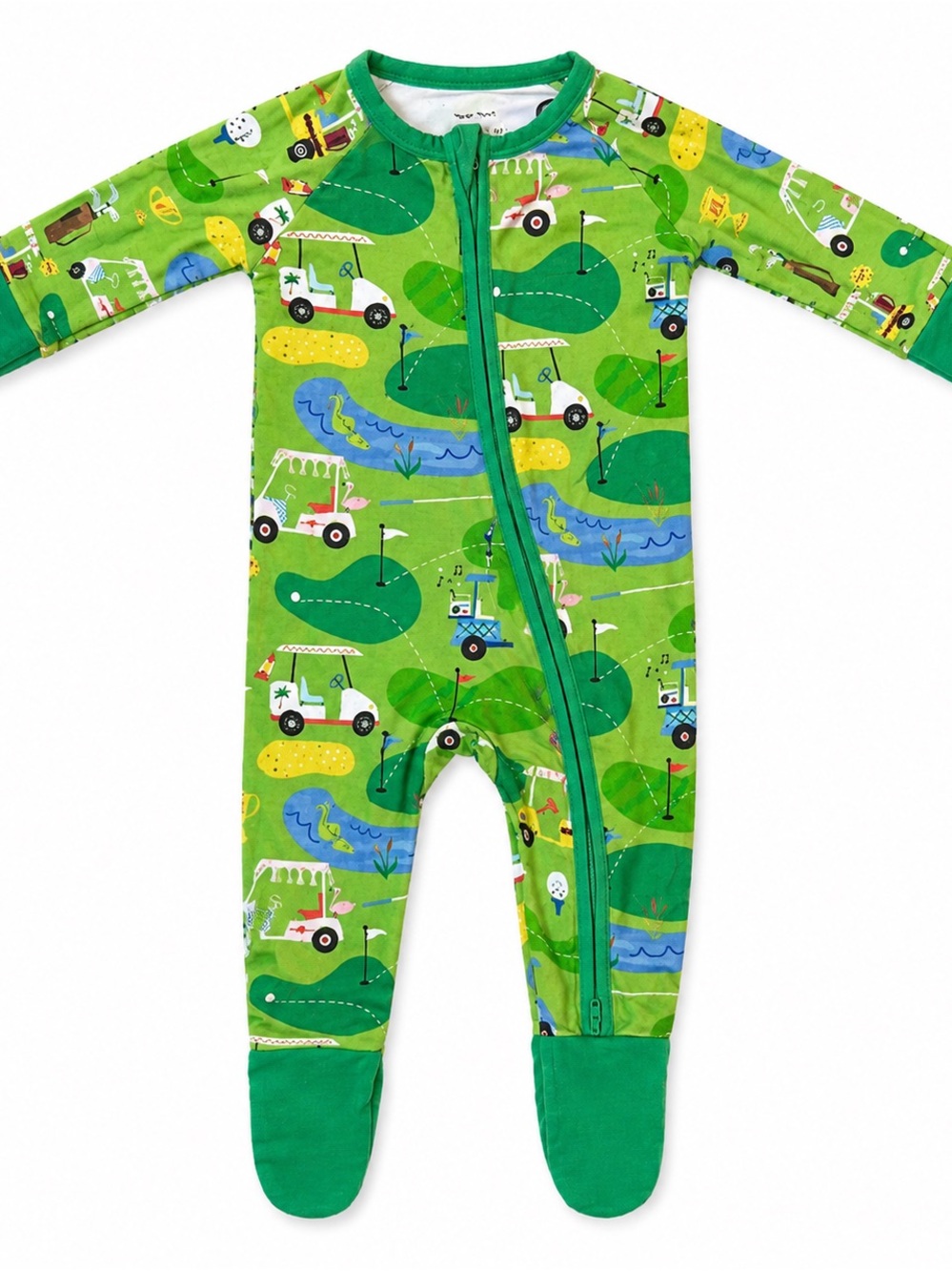 Little Sleepies Green Golf Bamboo Footie